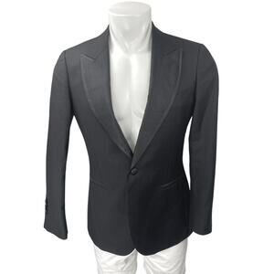 Vitale Barberis Canonico Lazio Black Wool Long Sleeve Slim Blazer Jacket Size S